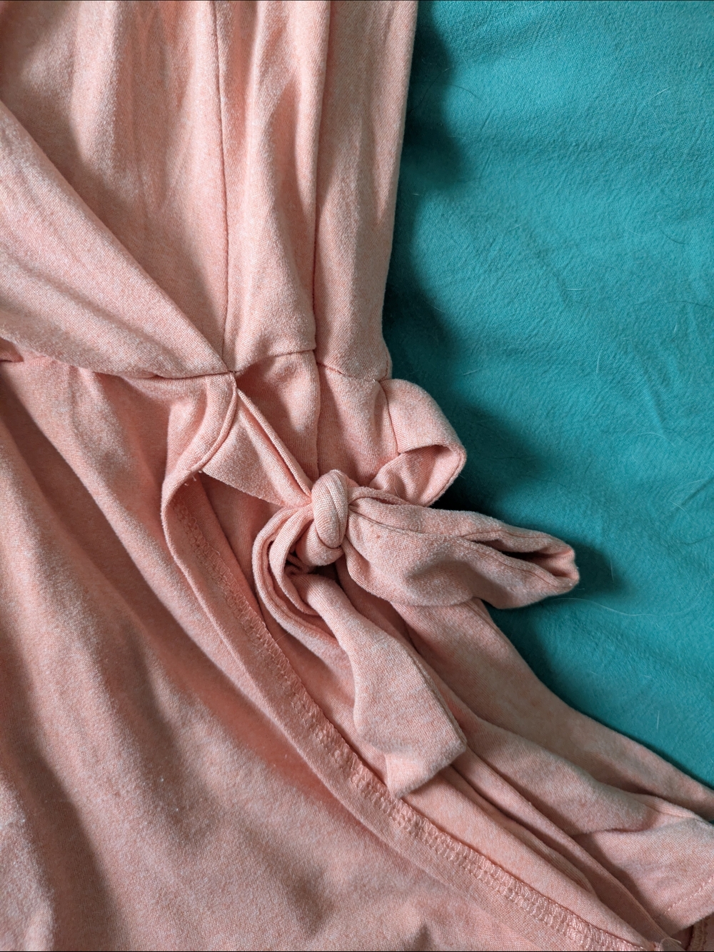 Peach Wrap Tie-Front Top Flutter Sleeves Ruffle Bottom Alex And Parker Size S - Picture 3 of 7